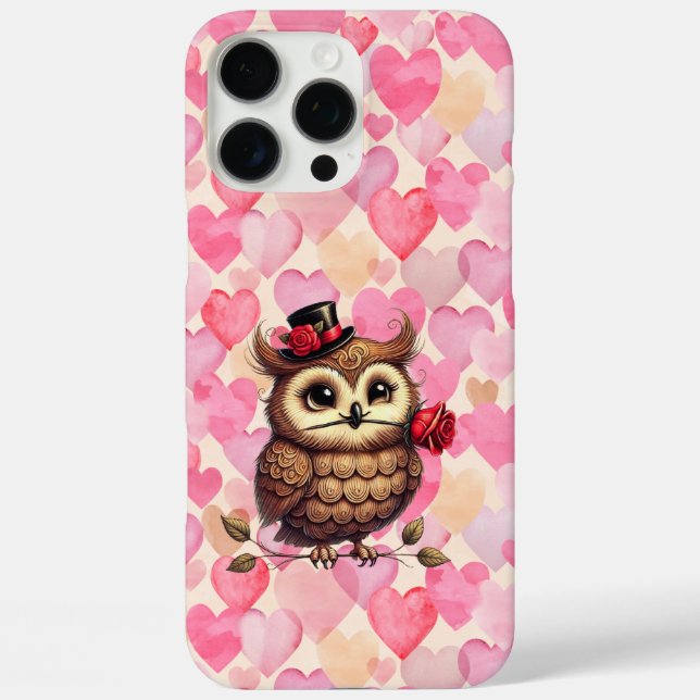 suave Owl with colourful hearts Valentine's Day  Case-Mate iPhone Case (Back)