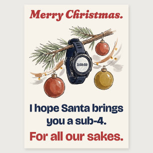 Sub-4 Running Watch Funny Christmas Card
