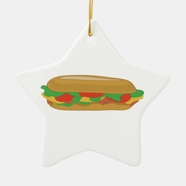 Sub Sandwich Ceramic Ornament (Front)