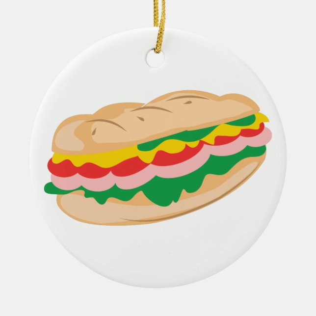 Sub Sandwich Ceramic Ornament (Front)