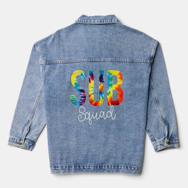 Sub Squad Tie Dye Appreciation Day Hello Back To S Denim Jacket (Back)