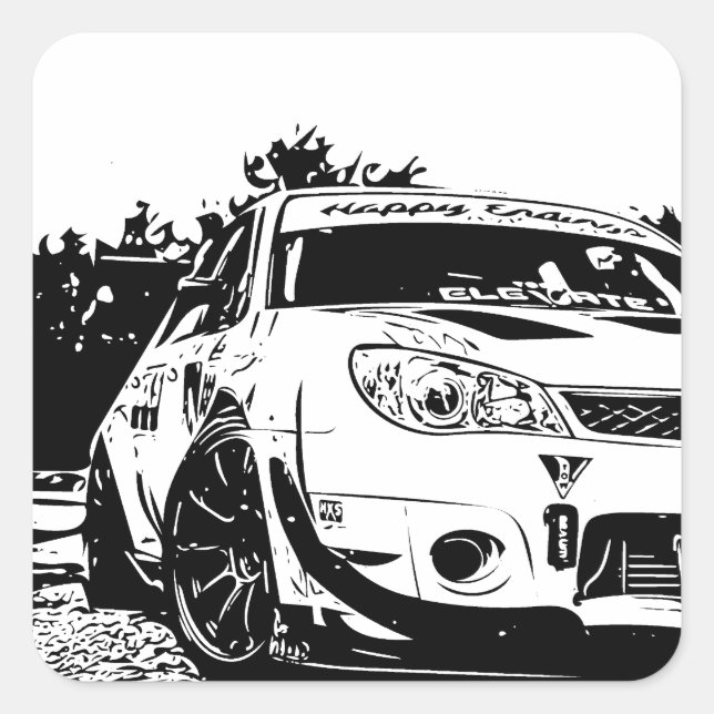 Subaru Impreza WRX Sti Vector Image Square Sticker (Front)