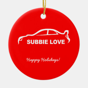 Subbie Love White Silhouette Logo Ceramic Ornament
