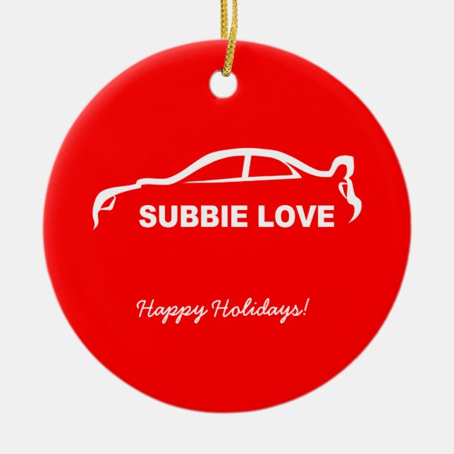 Subbie Love White Silhouette Logo Ceramic Ornament (Front)