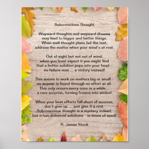 "Subconscious Thought" a poem on problem solving Poster