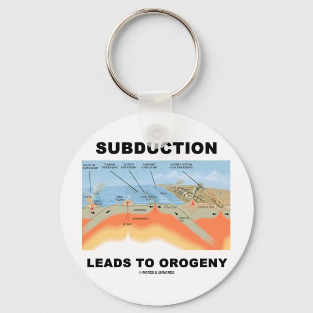 Subduction Leads To Orogeny (Geology Humour) Keychain (Front)