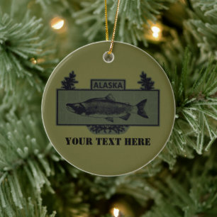 Subdued Alaska Combat Fisherman Badge Ceramic Ornament