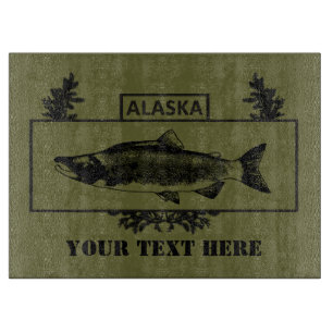 Subdued Alaska Combat Fisherman Badge Cutting Board