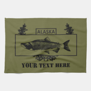 Subdued Alaska Combat Fisherman Badge Kitchen Towel