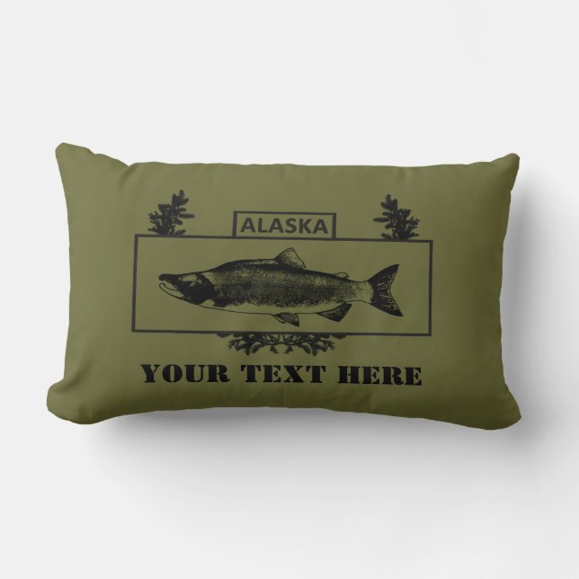 Subdued Alaska Combat Fisherman Badge Lumbar Pillow (Front)