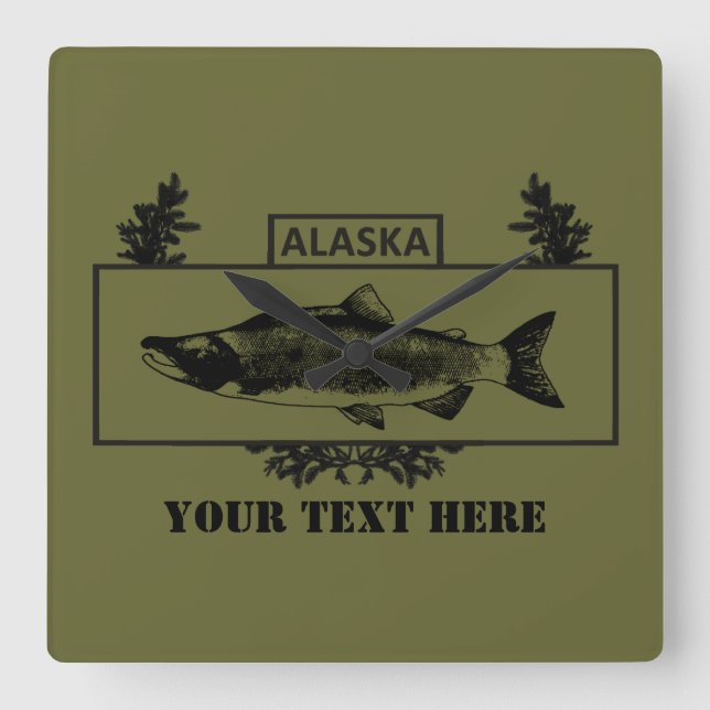 Subdued Alaska Combat Fisherman Badge Square Wall Clock (Front)