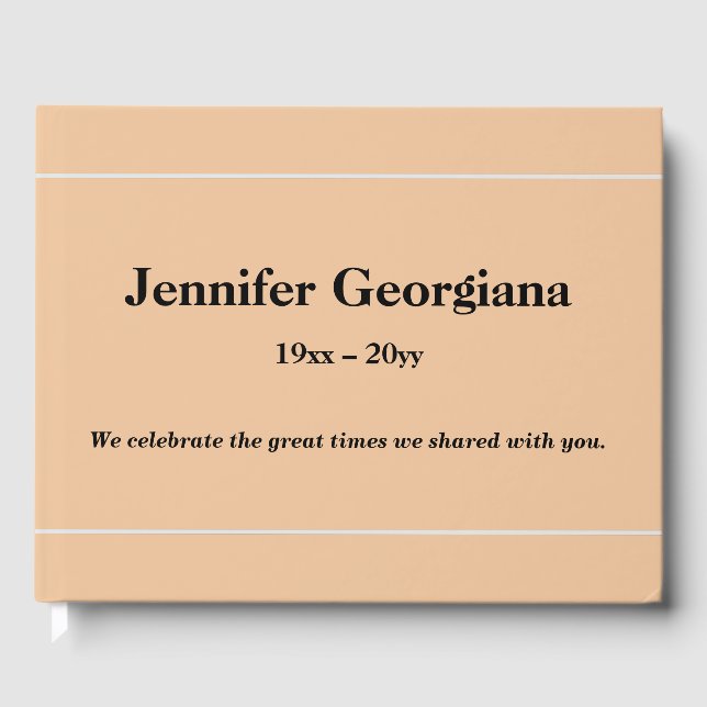 Subdued and Conservative Funeral Guest Book (Front)