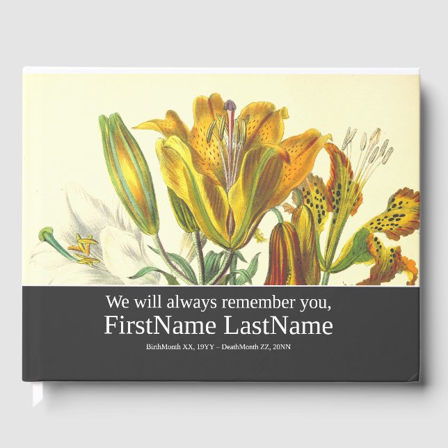 Subdued and Respectable Wake Service Guestbook (Front)