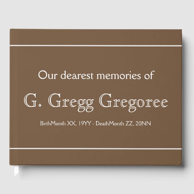 Subdued & Elegant Funeral Guest Book (Front)