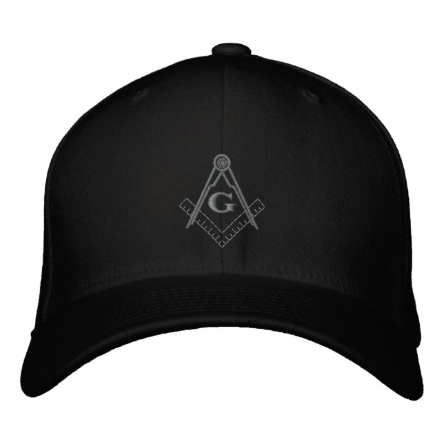 Subdued Embroidered Square and Compass Ballcap Hat (Front)