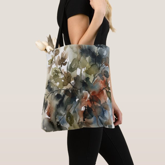 Subdued Forest Watercolor Tote Bag (Close Up)