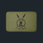 Subdued Maccabee Shield And Spears Bath Mat<br><div class="desc">A black military "subdued" style depiction of a Maccabee's shield and two spears. The shield is adorned by a lion and text reading "Yisrael" (Israel) in the Paleo-Hebrew alphabet. Add your own text. The Maccabees were Jewish rebels who freed Judea from the yoke of the Seleucid Empire. Chanukkah is not...</div>