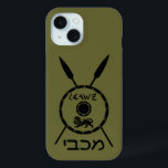 Subdued Maccabee Shield And Spears Case-Mate iPhon iPhone 15 Case<br><div class="desc">A black military "subdued" style depiction of a Maccabee's shield and two spears. The shield is adorned by a lion and text reading "Yisrael" (Israel) in the Paleo-Hebrew alphabet. Hebrew text reading "Maccabee" also appears. The Maccabees were Jewish rebels who freed Judea from the yoke of the Seleucid Empire. Chanukkah...</div>