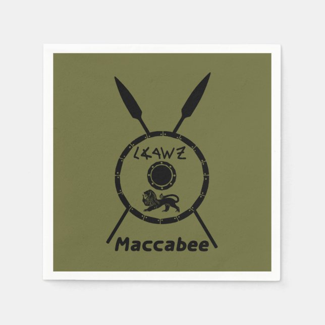 Subdued Maccabee Shield And Spears Napkin (Front)