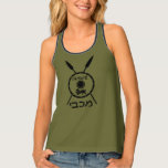 Subdued Maccabee Shield And Spears Tank Top<br><div class="desc">A black military "subdued" style depiction of a Maccabee's shield and two spears. The shield is adorned by a lion and text reading "Yisrael" (Israel) in the Paleo-Hebrew alphabet. Hebrew text reading "Maccabee" also appears. You may change the background colour. The Maccabees were Jewish rebels who freed Judea from the...</div>