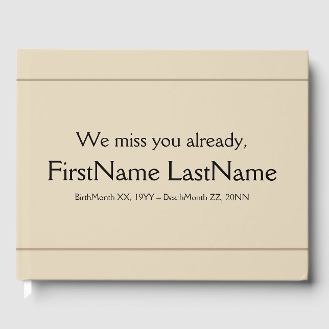 Subdued & Personalized Funeral Guestbook (Front)