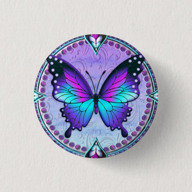 Sublimation Butterfly with Background 1 Inch Round Button (Front)