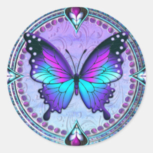 Sublimation Butterfly with Background Classic Round Sticker