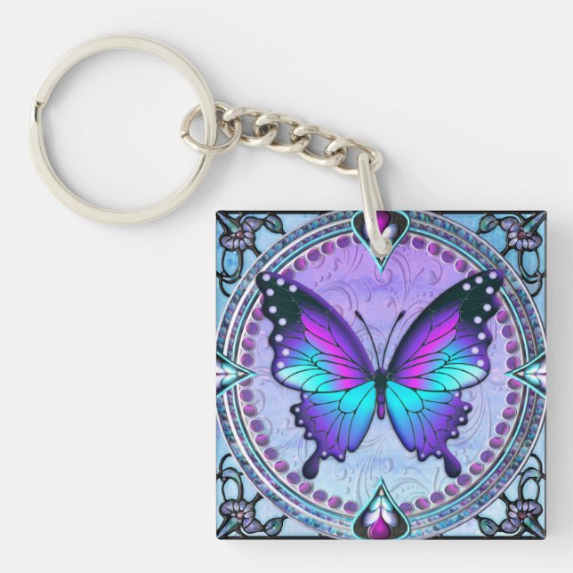 Sublimation Butterfly with Background Keychain (Front)