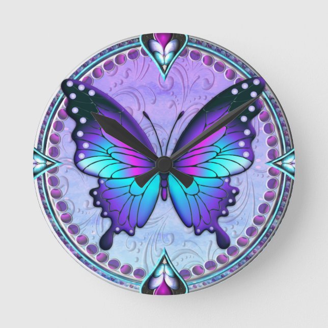 Sublimation Butterfly with Background Round Clock (Front)