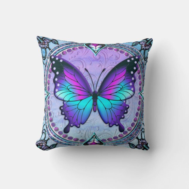 Sublimation Butterfly with Background Throw Pillow (Front)
