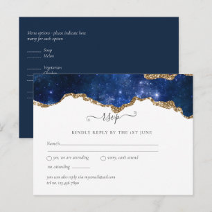 Sublime Agate Blue Gold WEDDING SUITE Postcard