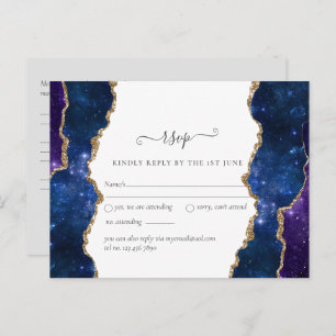 Sublime Agate Blue Gold WEDDING SUITE Postcard