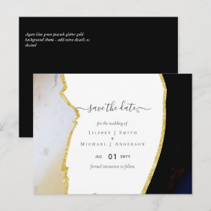 Sublime Black and Gold Modern Wedding Postcard