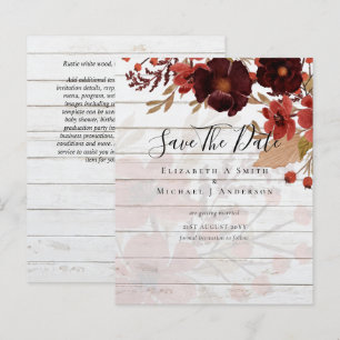 Sublime Burgundy Floral Wedding SAVE DATES Budget