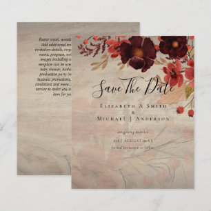 Sublime Burgundy Floral Wedding SAVE DATES Budget