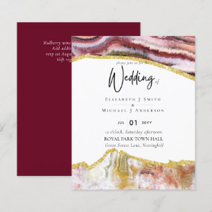 Sublime Burgundy Gold Agate Wedding INVITES BUDGET
