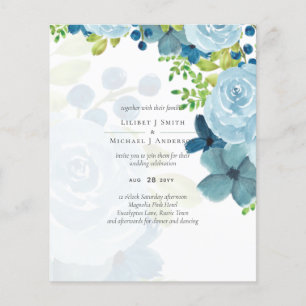 Sublime Dusty Blue Floral NAVY Wedding Budget CHIC Flyer