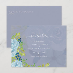 Sublime DUSTY BLUE Floral Wedding Suite Postcard
