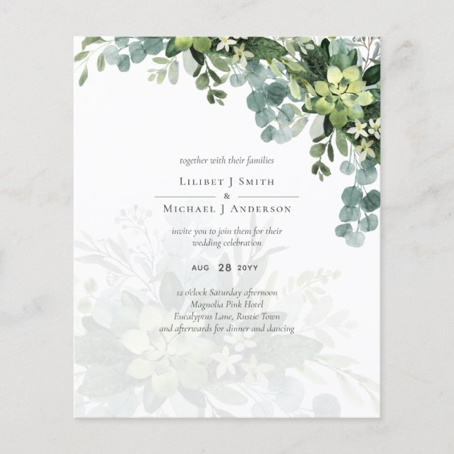Sublime Dusty Blue GREENERY Eucalyptus WEDDING Flyer (Front)
