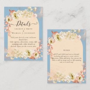 Sublime Dusty Blue Peach Wedding Enclosure Card