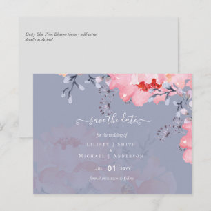 Sublime Dusty Blue Pink Blossom Wedding Suite Postcard