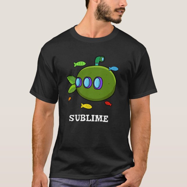 Sublime Funny Submarine Fruit Lime Pun Dark BG T-Shirt (Front)