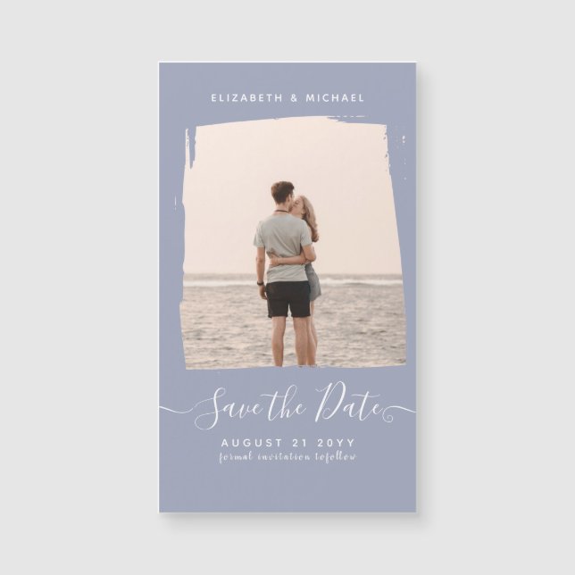 Sublime Minimalist PHOTO Save The Date Dusty Blue  (Front)