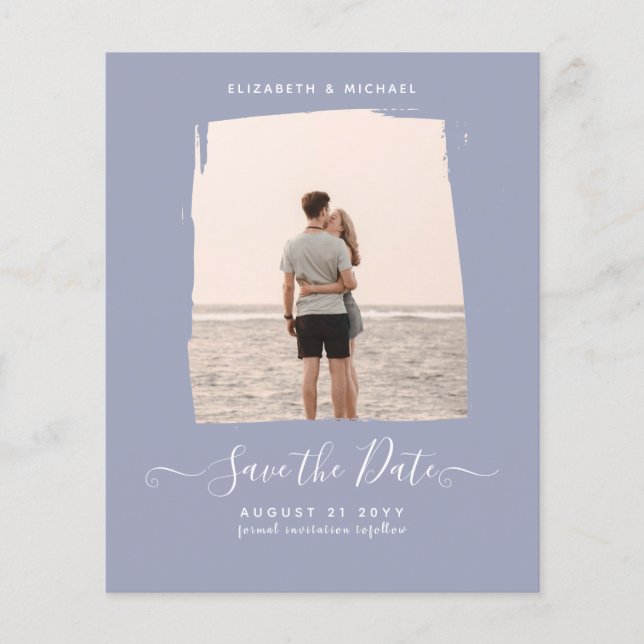 Sublime Minimalist PHOTO Save The Date Dusty Blue Flyer (Front)