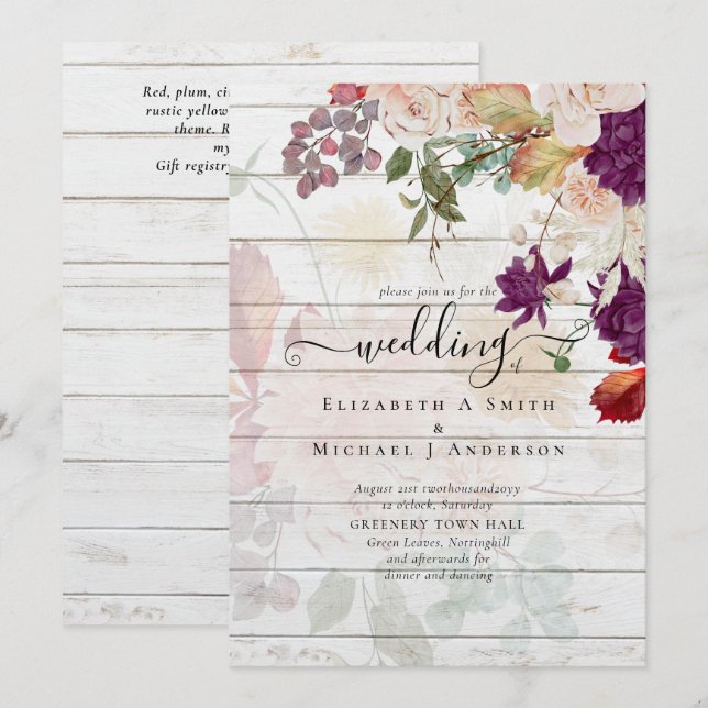 Sublime Mulberry orange Floral Wedding Suite (Front/Back)
