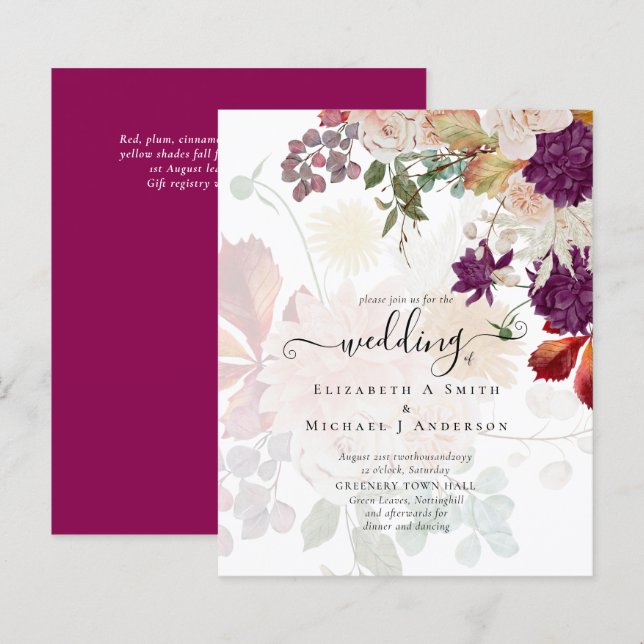 Sublime Mulberry orange Floral Wedding Suite (Front/Back)