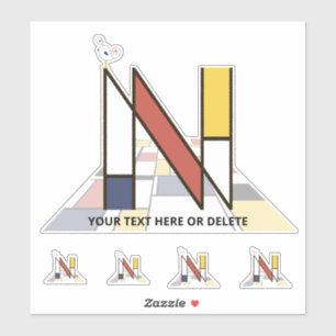 Sublime Neoplasticism Art Monogram. Letter N