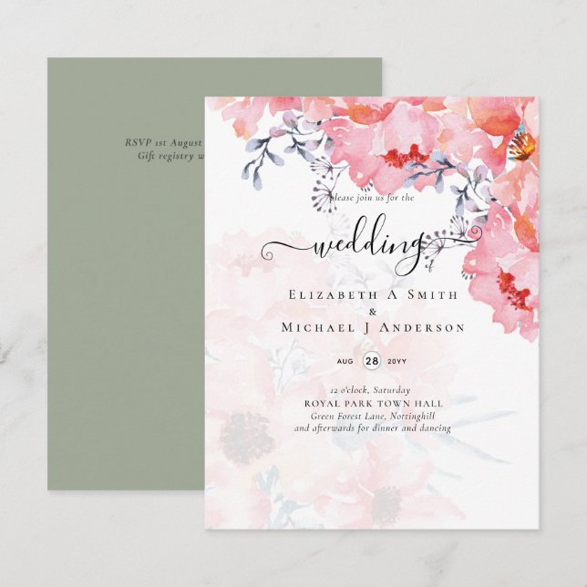 Sublime Pink Blossoms WEDDING SUITE - BUDGET (Front/Back)