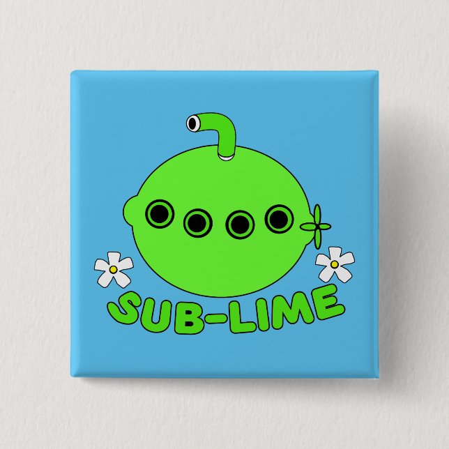 Sublime Sub Lime 2 Inch Square Button (Front)