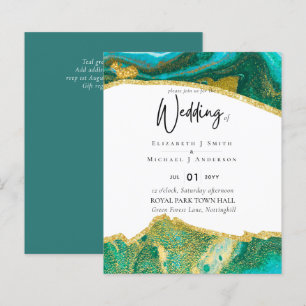 Sublime TEAL GOLD Agate Style Wedding Invitations